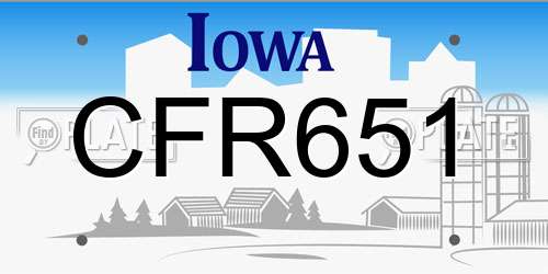 CFR651 Iowa License Plate