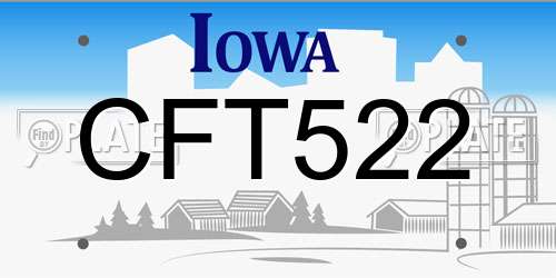 CFT522 Iowa License Plate