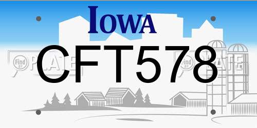 CFT578 Iowa License Plate