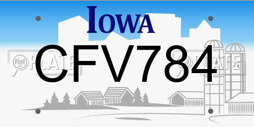 CFV784 Iowa License Plate