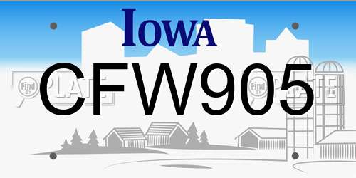 CFW905 Iowa License Plate