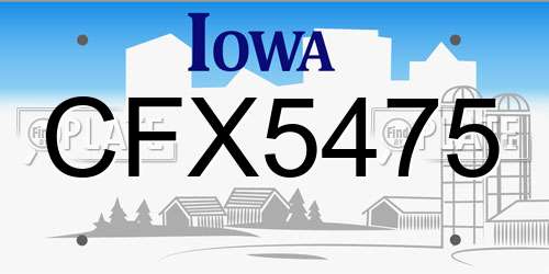 CFX5475 Iowa License Plate