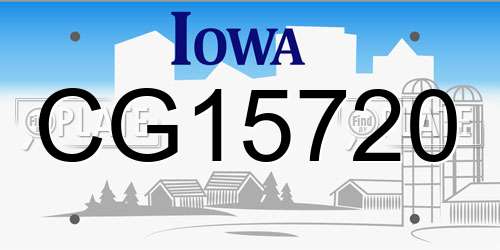 CG15720 Iowa License Plate