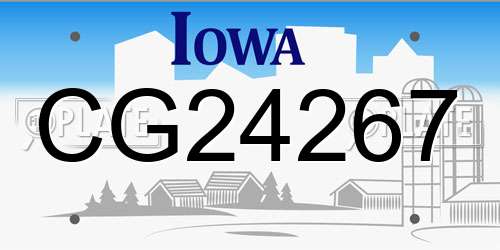 CG24267 Iowa License Plate