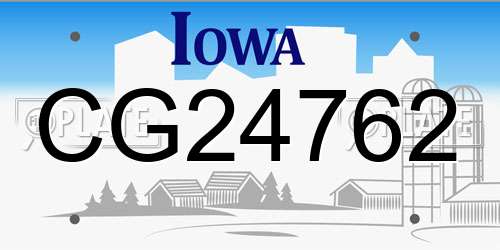 CG24762 Iowa License Plate
