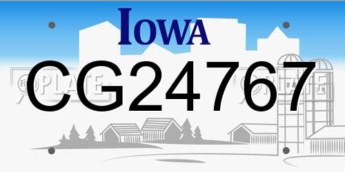 CG24767 Iowa License Plate
