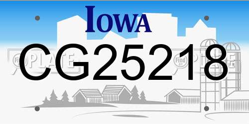 CG25218 Iowa License Plate
