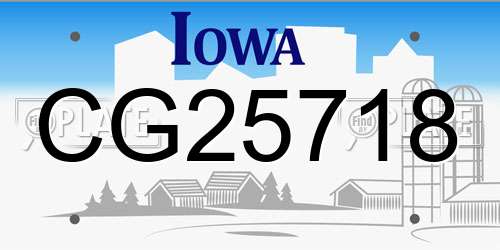 CG25718 Iowa License Plate