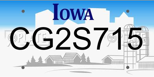 CG2S715 Iowa License Plate