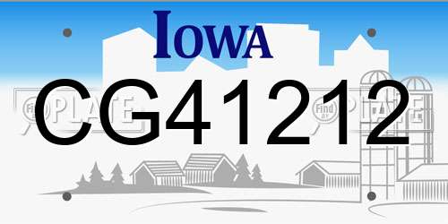CG41212 Iowa License Plate