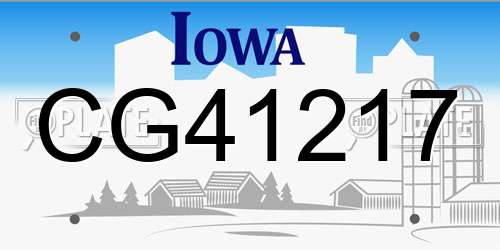 CG41217 Iowa License Plate