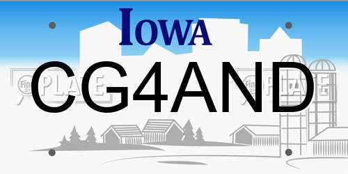 CG4AND Iowa License Plate