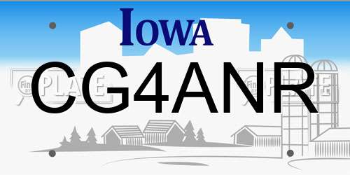 CG4ANR Iowa License Plate