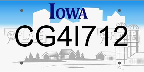 CG4I712 Iowa License Plate