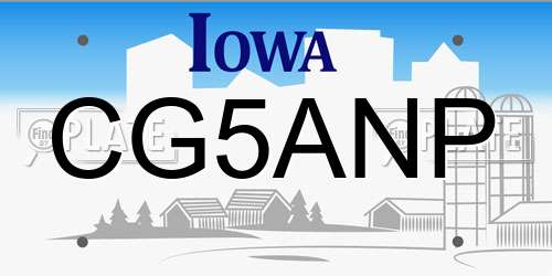 CG5ANP Iowa License Plate