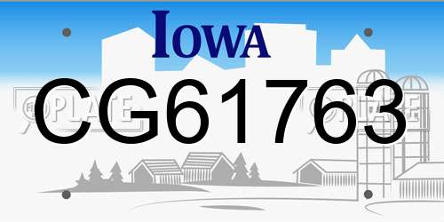 CG61763 Iowa License Plate