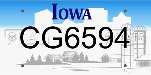 CG6594 Iowa License Plate