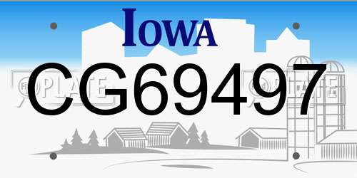 CG69497 Iowa License Plate