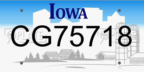 CG75718 Iowa License Plate