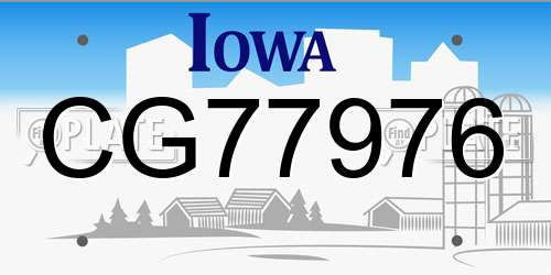 CG77976 Iowa License Plate