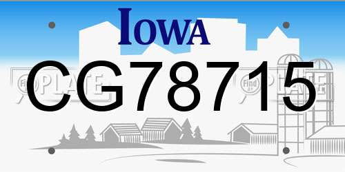 CG78715 Iowa License Plate