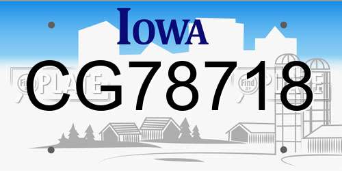 CG78718 Iowa License Plate