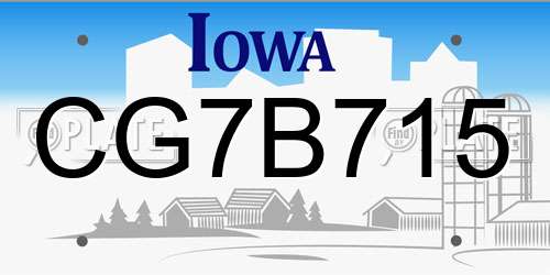 CG7B715 Iowa License Plate