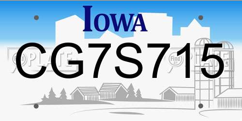 CG7S715 Iowa License Plate
