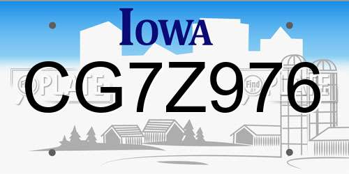CG7Z976 Iowa License Plate