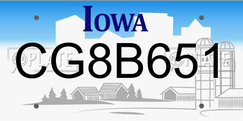 CG8B651 Iowa License Plate