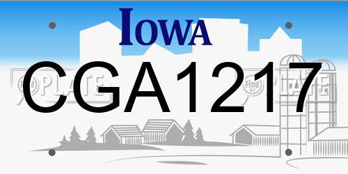 CGA1217 Iowa License Plate