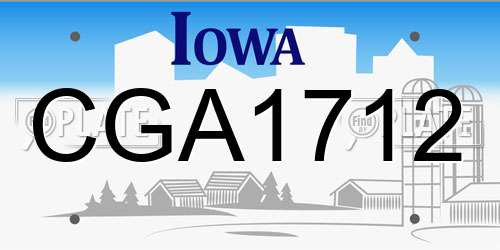 CGA1712 Iowa License Plate