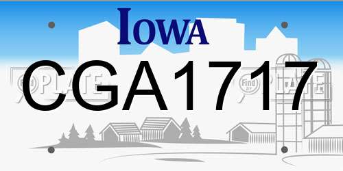CGA1717 Iowa License Plate