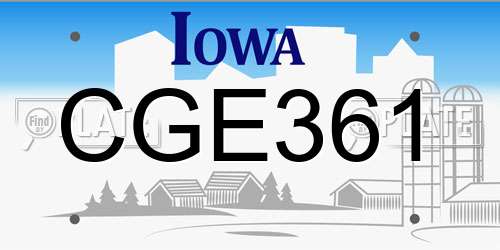 CGE361 Iowa License Plate