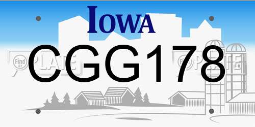 CGG178 Iowa License Plate