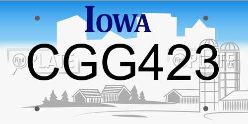 CGG423 Iowa License Plate