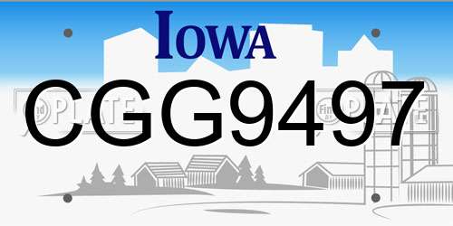 CGG9497 Iowa License Plate