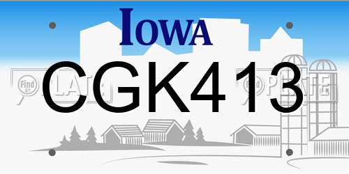 CGK413 Iowa License Plate