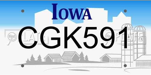 CGK591 Iowa License Plate