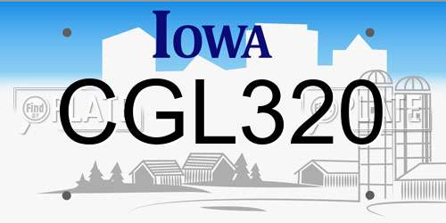 CGL320 Iowa License Plate