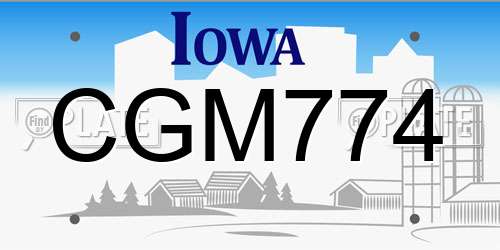 CGM774 Iowa License Plate