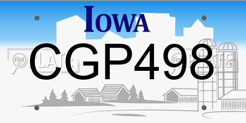 CGP498 Iowa License Plate