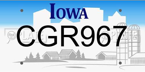 CGR967 Iowa License Plate