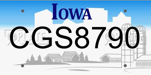 CGS8790 Iowa License Plate