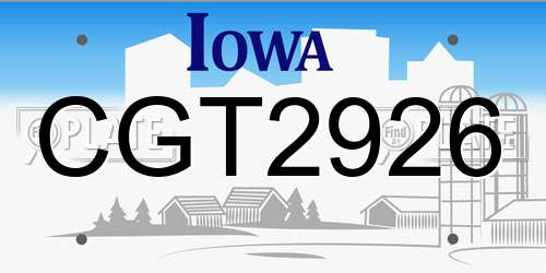 CGT2926 Iowa License Plate
