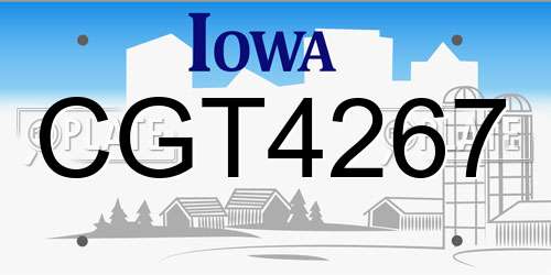 CGT4267 Iowa License Plate