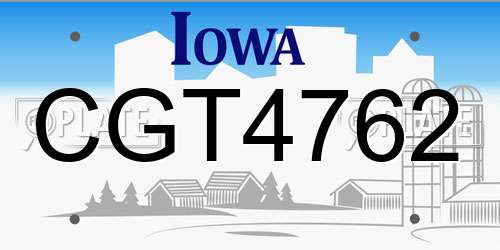 CGT4762 Iowa License Plate