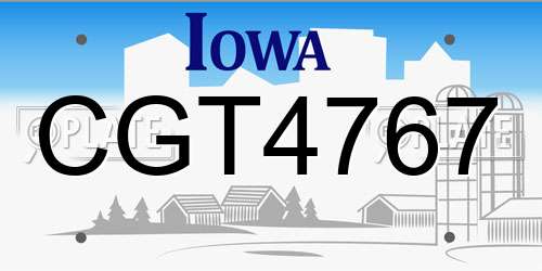 CGT4767 Iowa License Plate