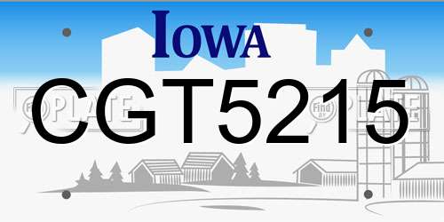 CGT5215 Iowa License Plate