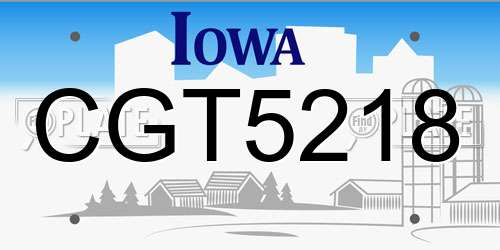 CGT5218 Iowa License Plate